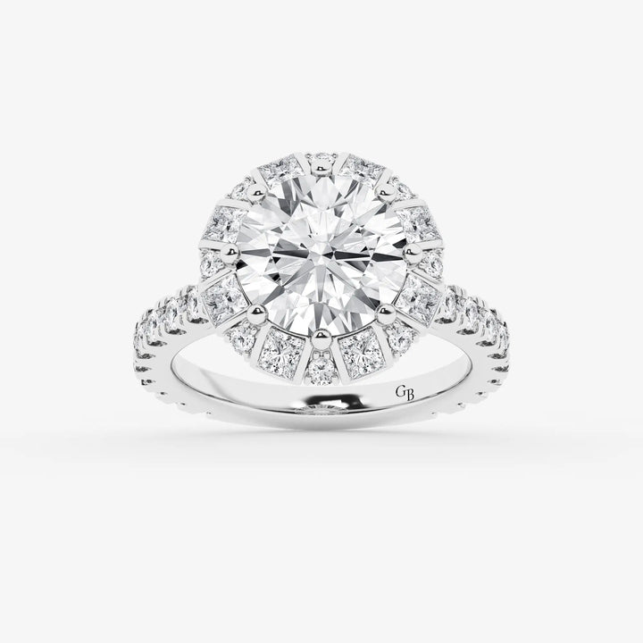 Round Cut Lab Grown Diamond Vintage Floral Halo Engagement Ring