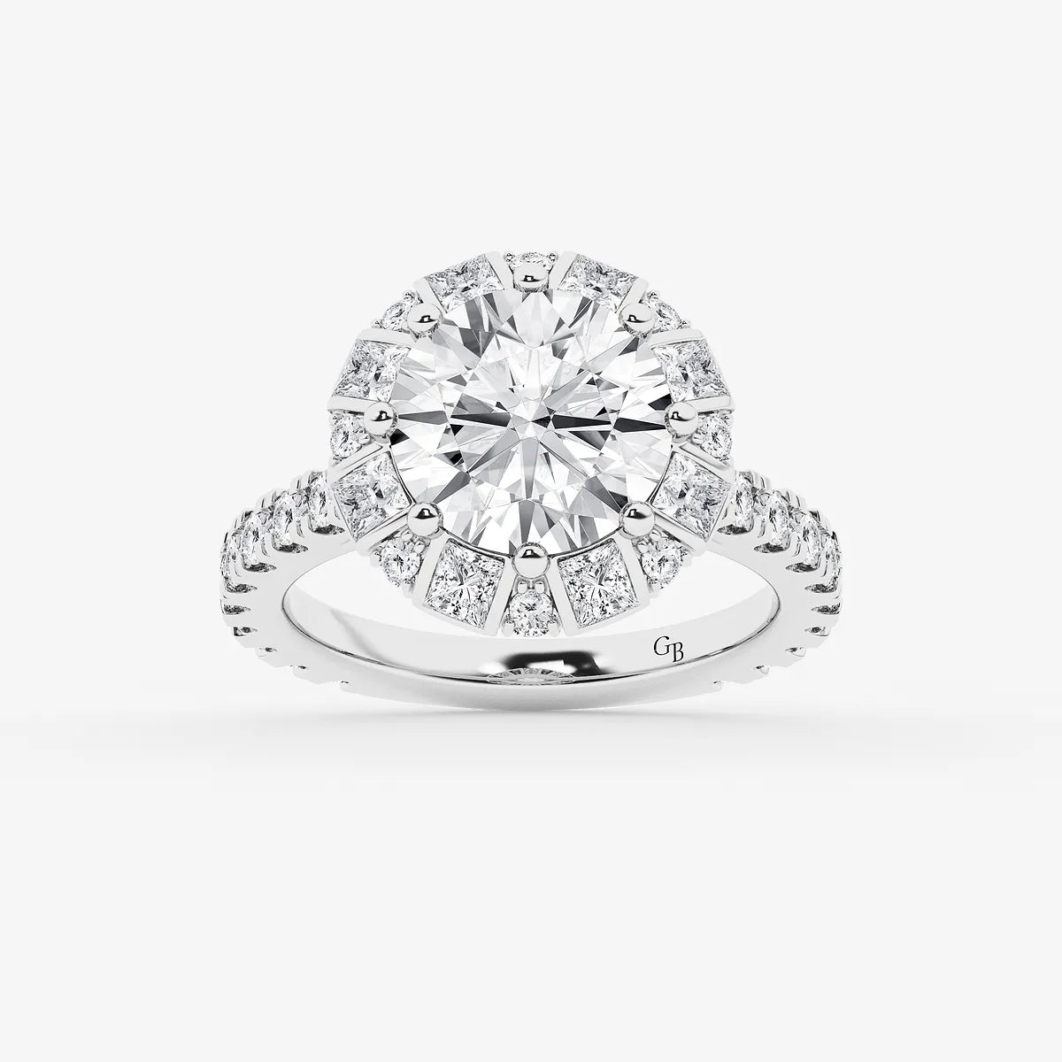 Round Cut Lab Grown Diamond Vintage Floral Halo Engagement Ring