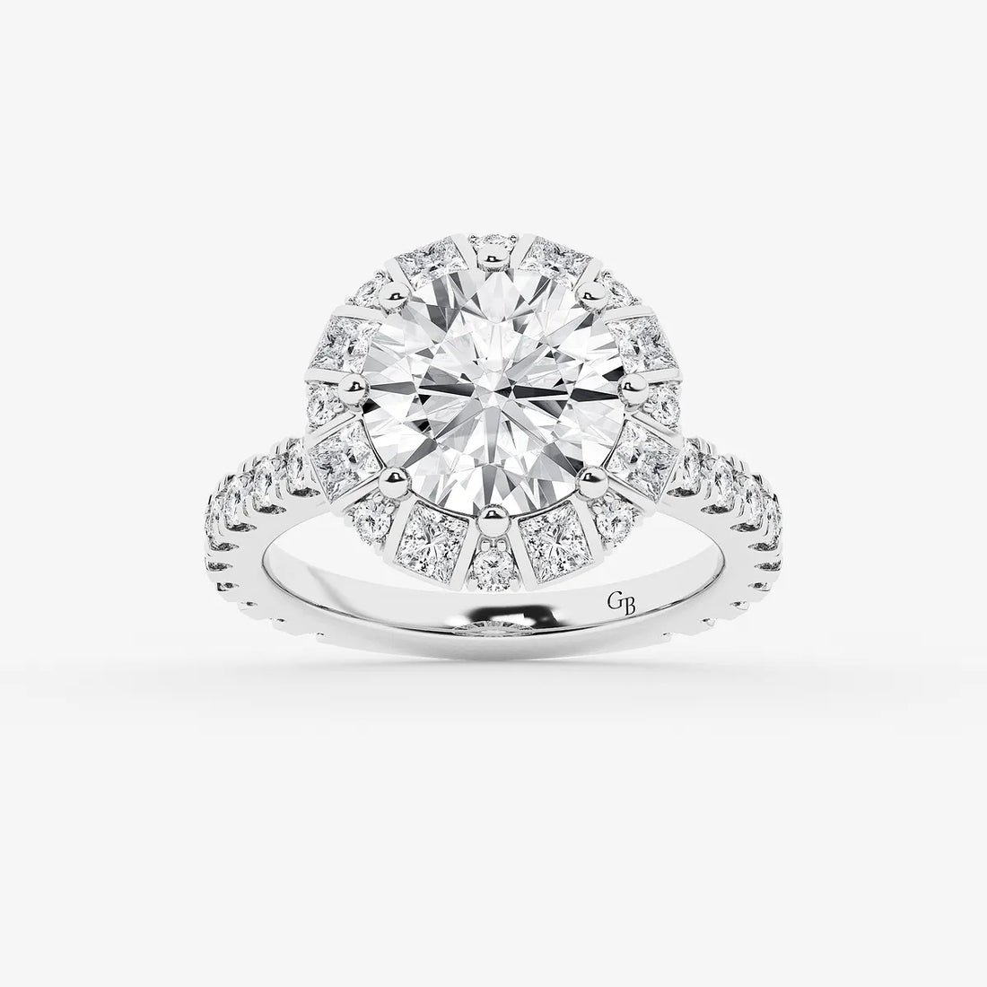 Round Cut Lab Grown Diamond Vintage Floral Halo Engagement Ring