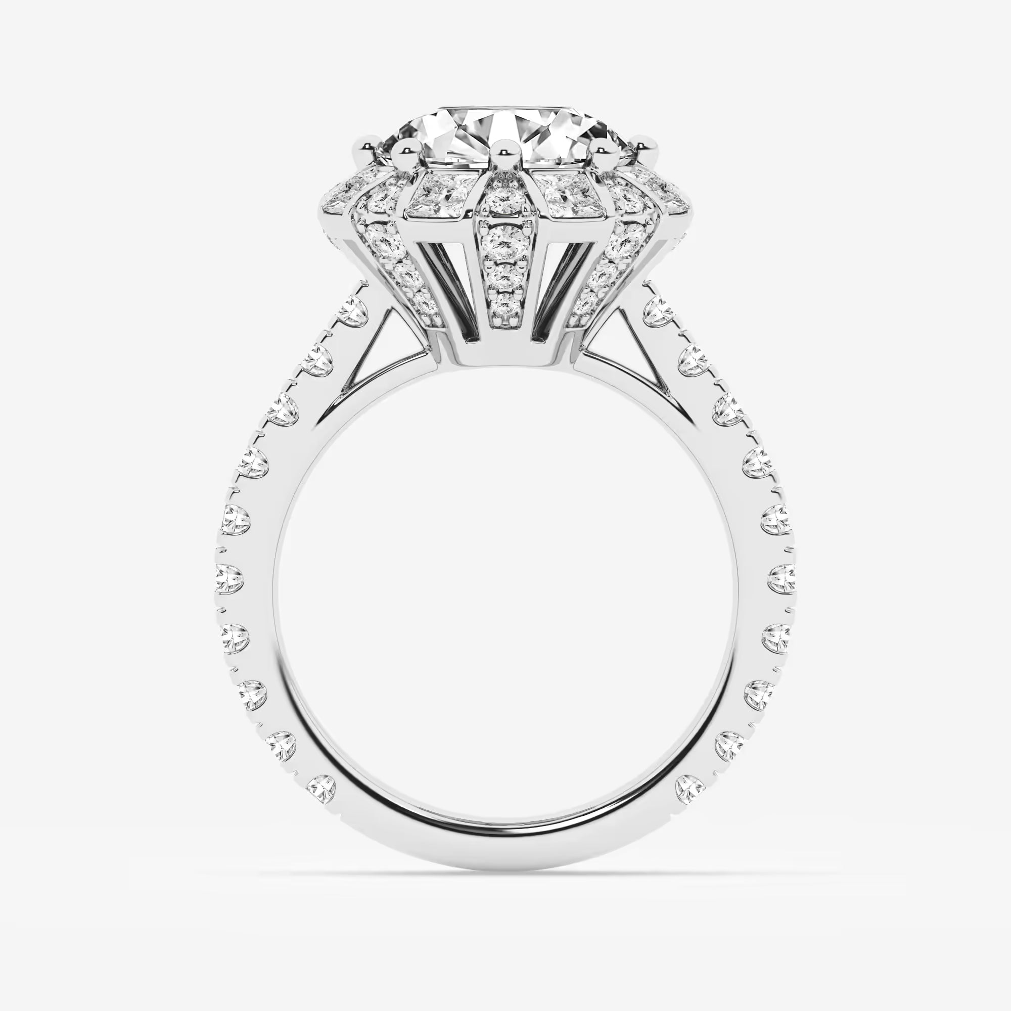 Round Cut Lab Grown Diamond Vintage Floral Halo Engagement Ring
