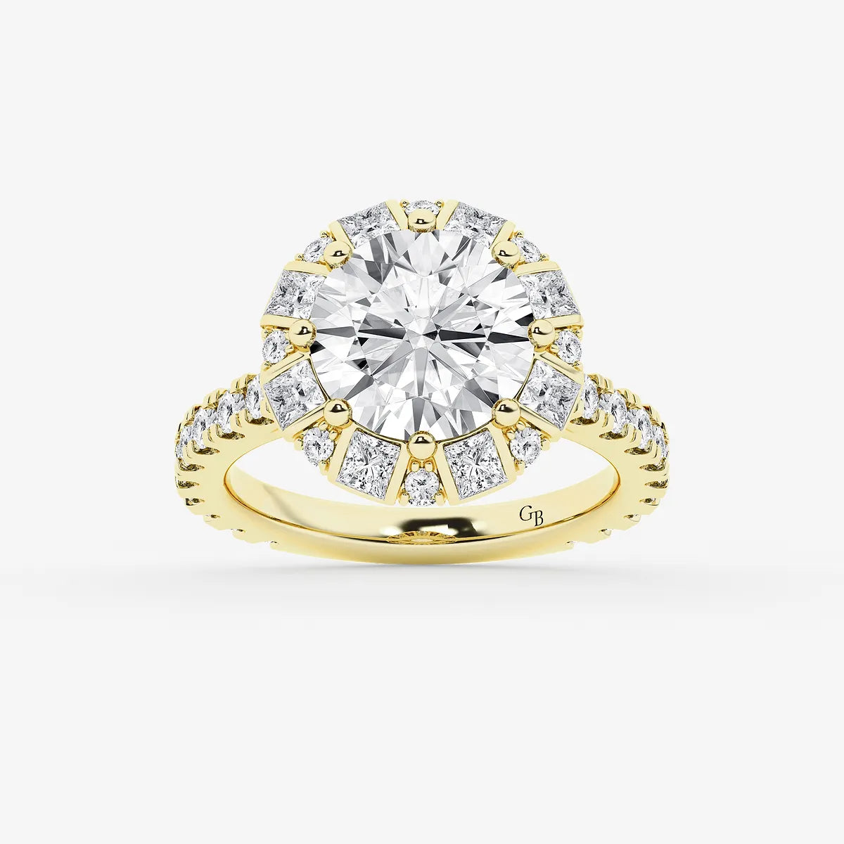Round Cut Lab Grown Diamond Vintage Floral Halo Engagement Ring