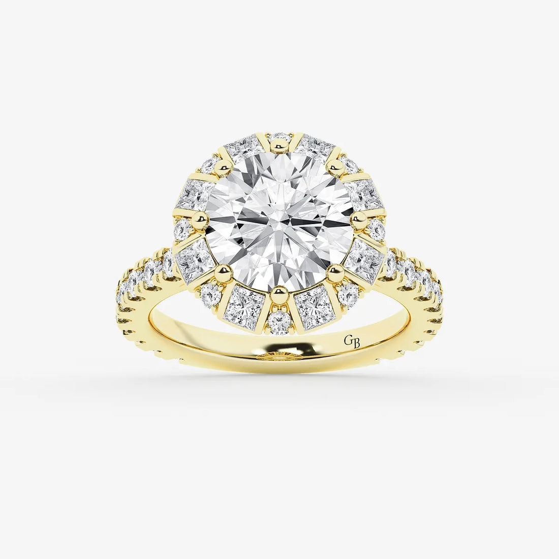 Round Cut Lab Grown Diamond Vintage Floral Halo Engagement Ring