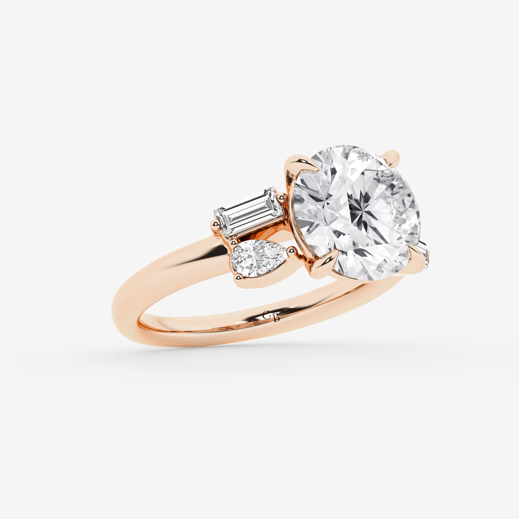 Round Cut Lab Grown Diamond Five Stone Engagement Ring