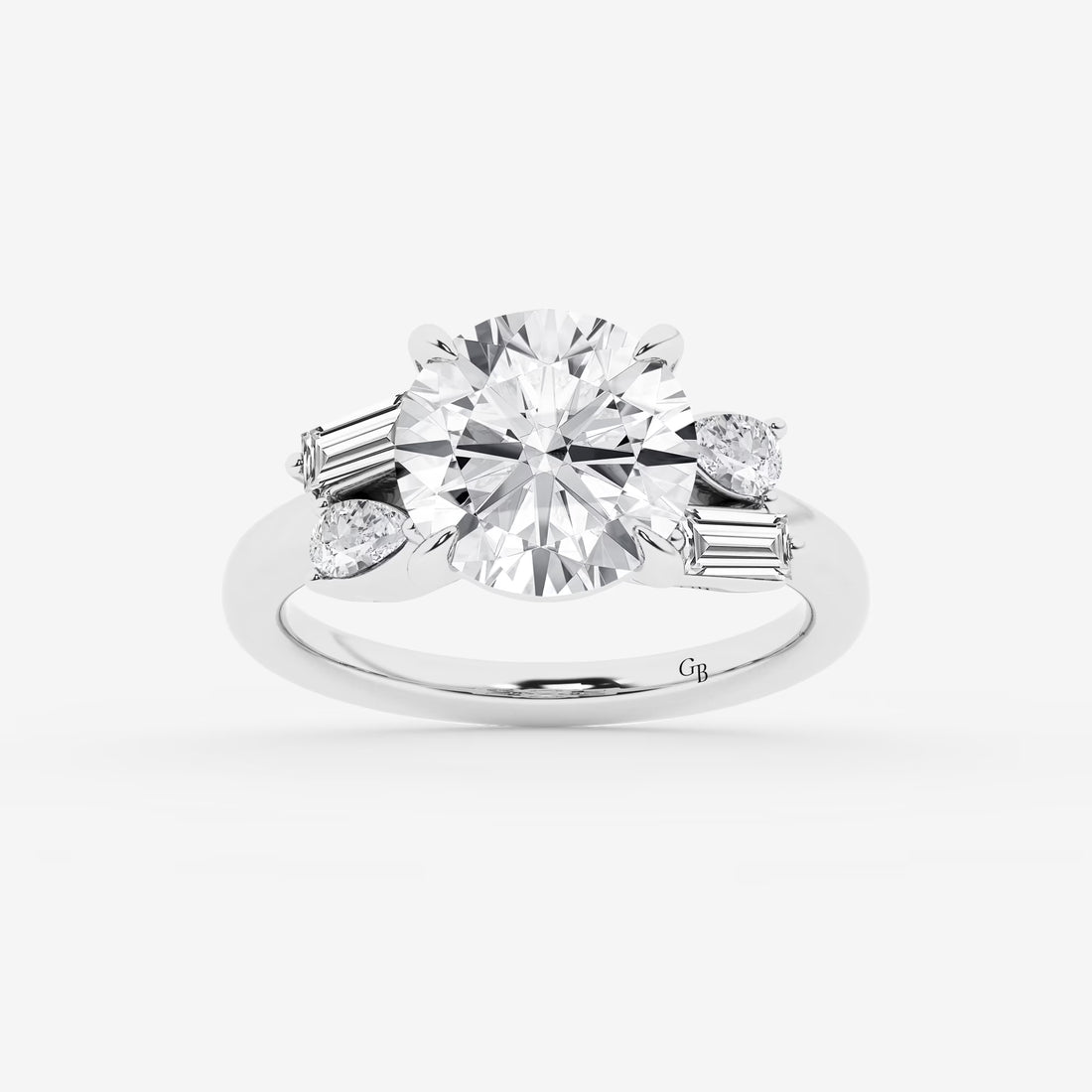 Round Cut Lab Grown Diamond Five Stone Engagement Ring