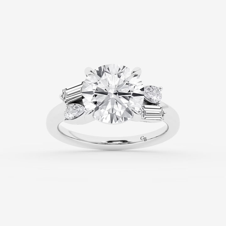 Round Cut Lab Grown Diamond Five Stone Engagement Ring