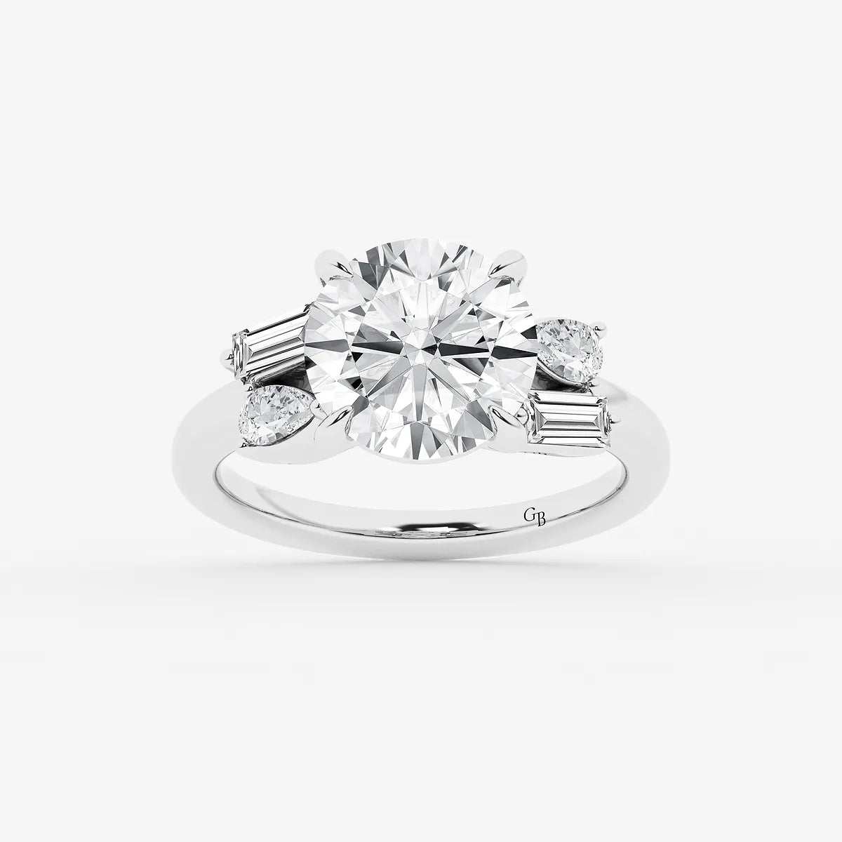 Round Cut Lab Grown Diamond Five Stone Engagement Ring