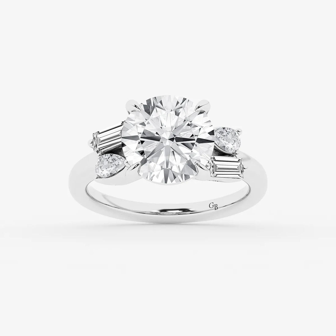 Round Cut Lab Grown Diamond Five Stone Engagement Ring