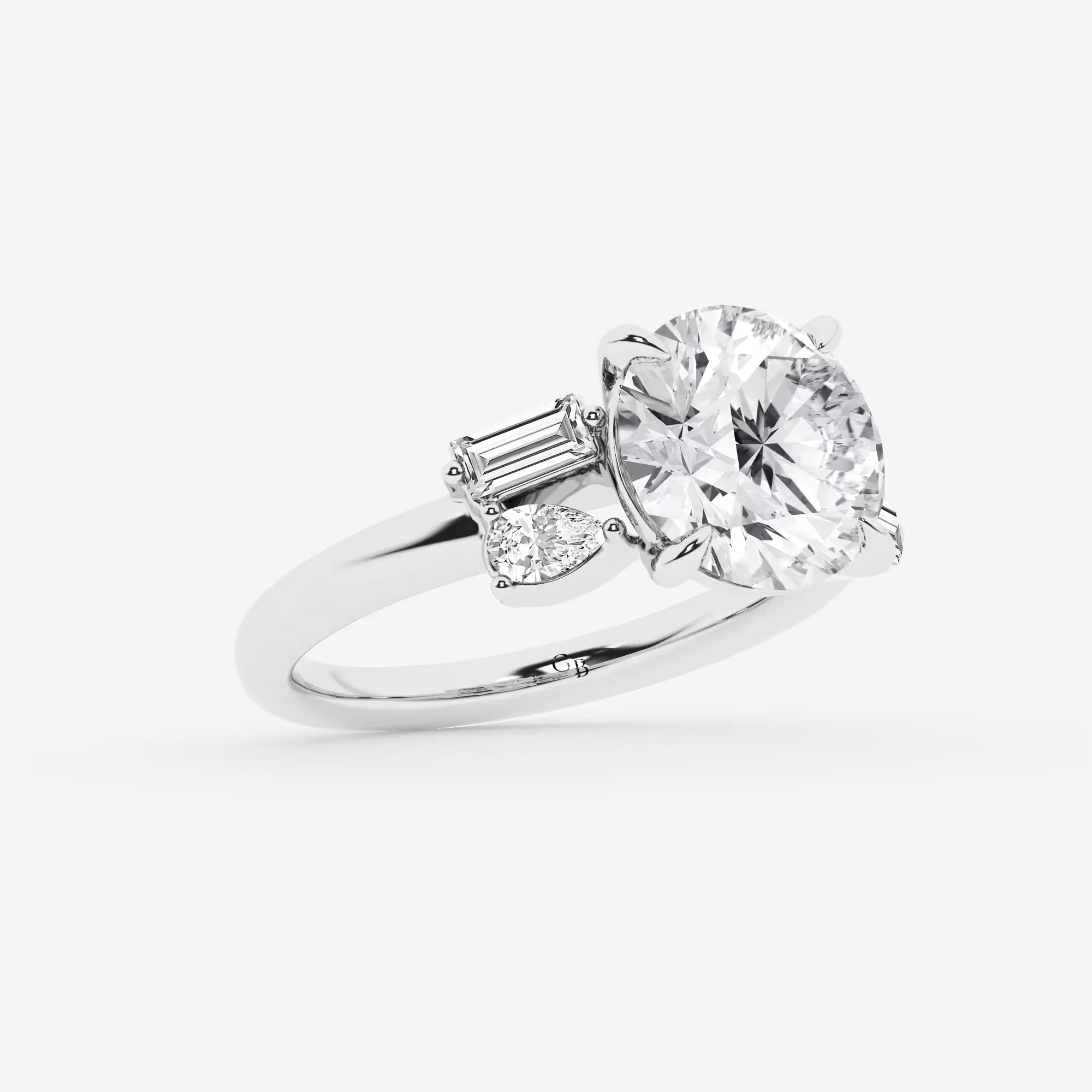 Round Cut Lab Grown Diamond Five Stone Engagement Ring