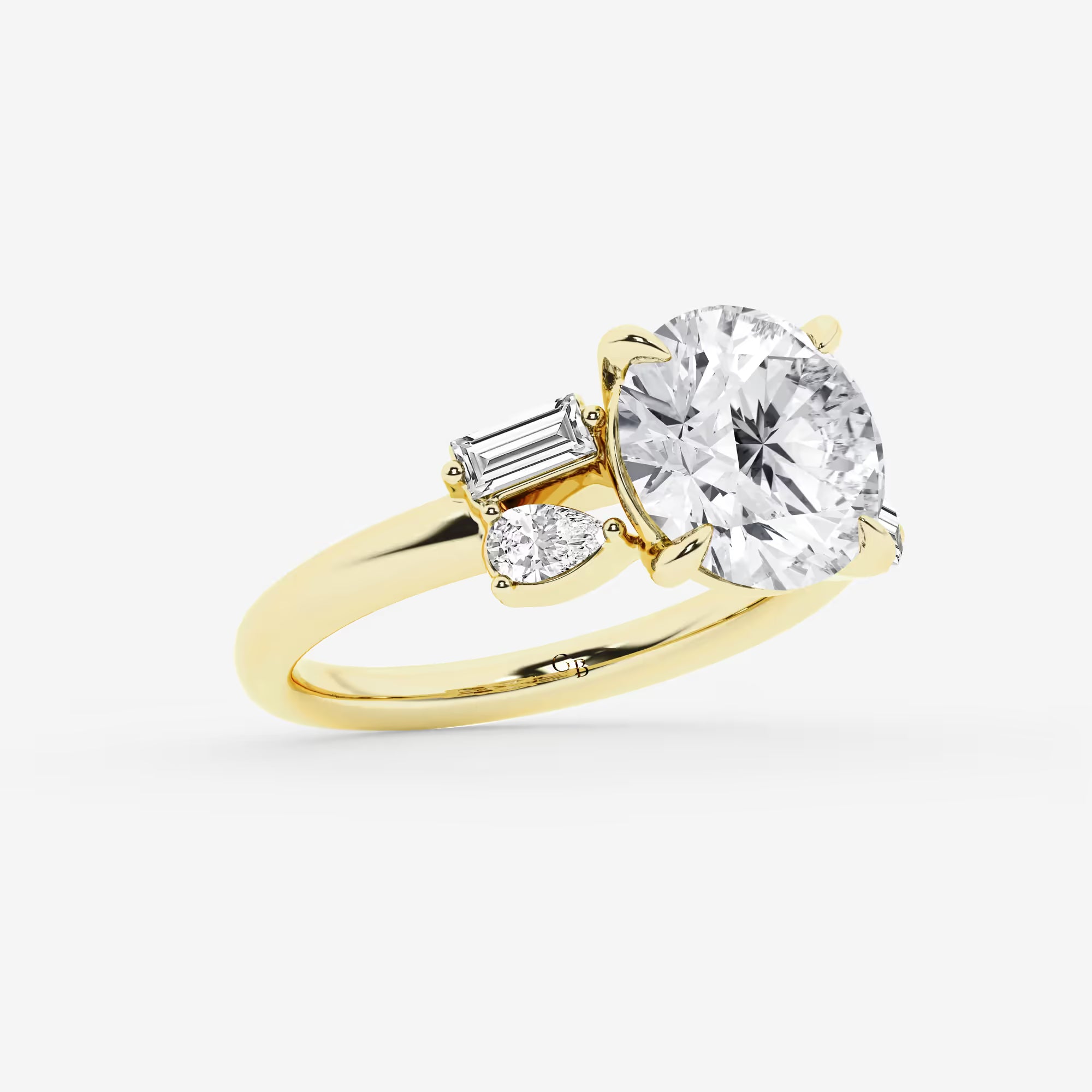 Round Cut Lab Grown Diamond Five Stone Engagement Ring