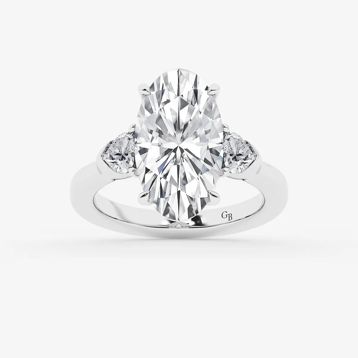 Oval Cut Lab Grown Diamond Three Stone Engagement Ring