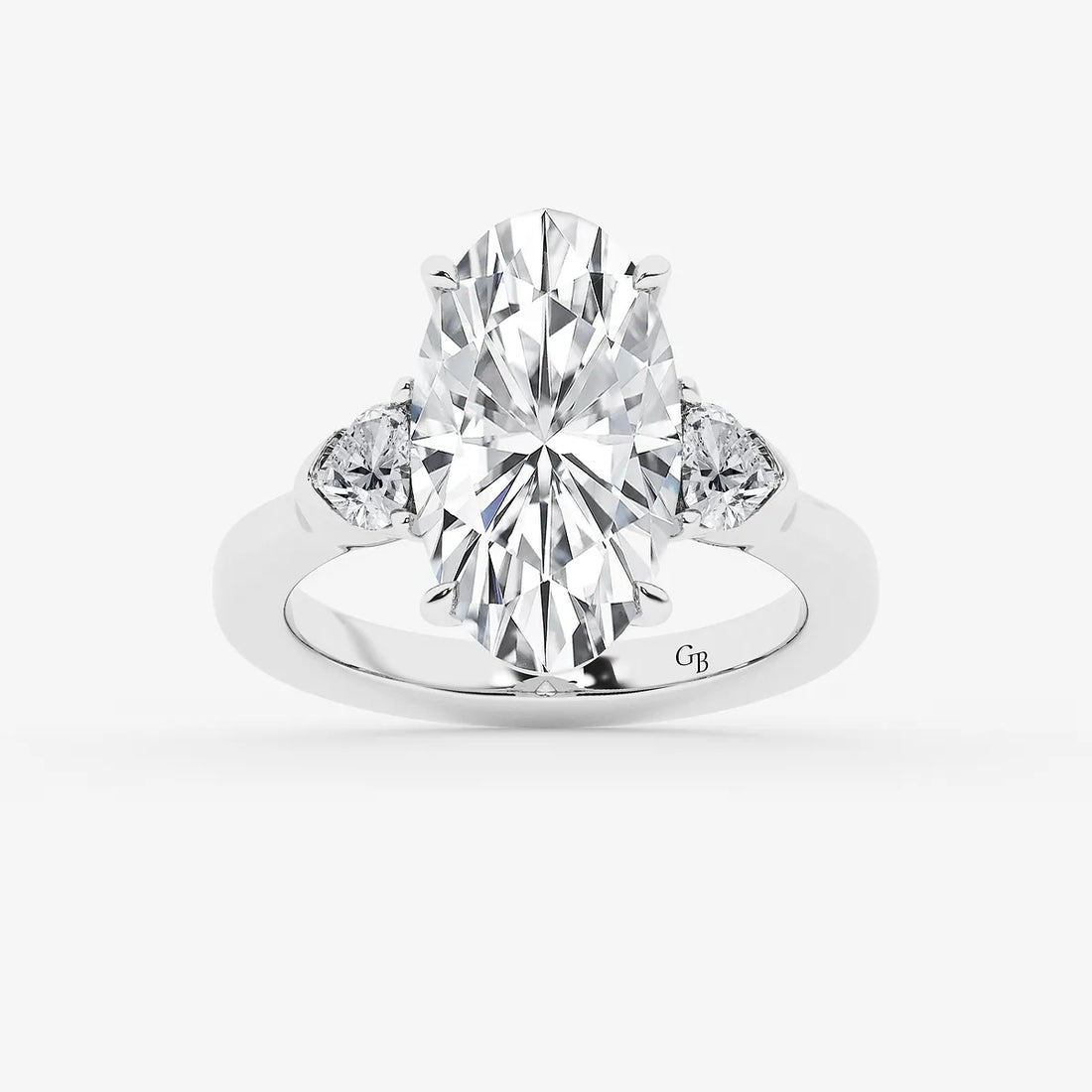 Oval Cut Lab Grown Diamond Three Stone Engagement Ring