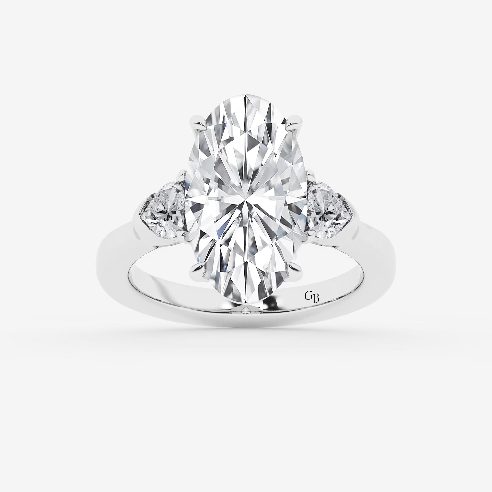 Oval Cut Lab Grown Diamond Three Stone Engagement Ring