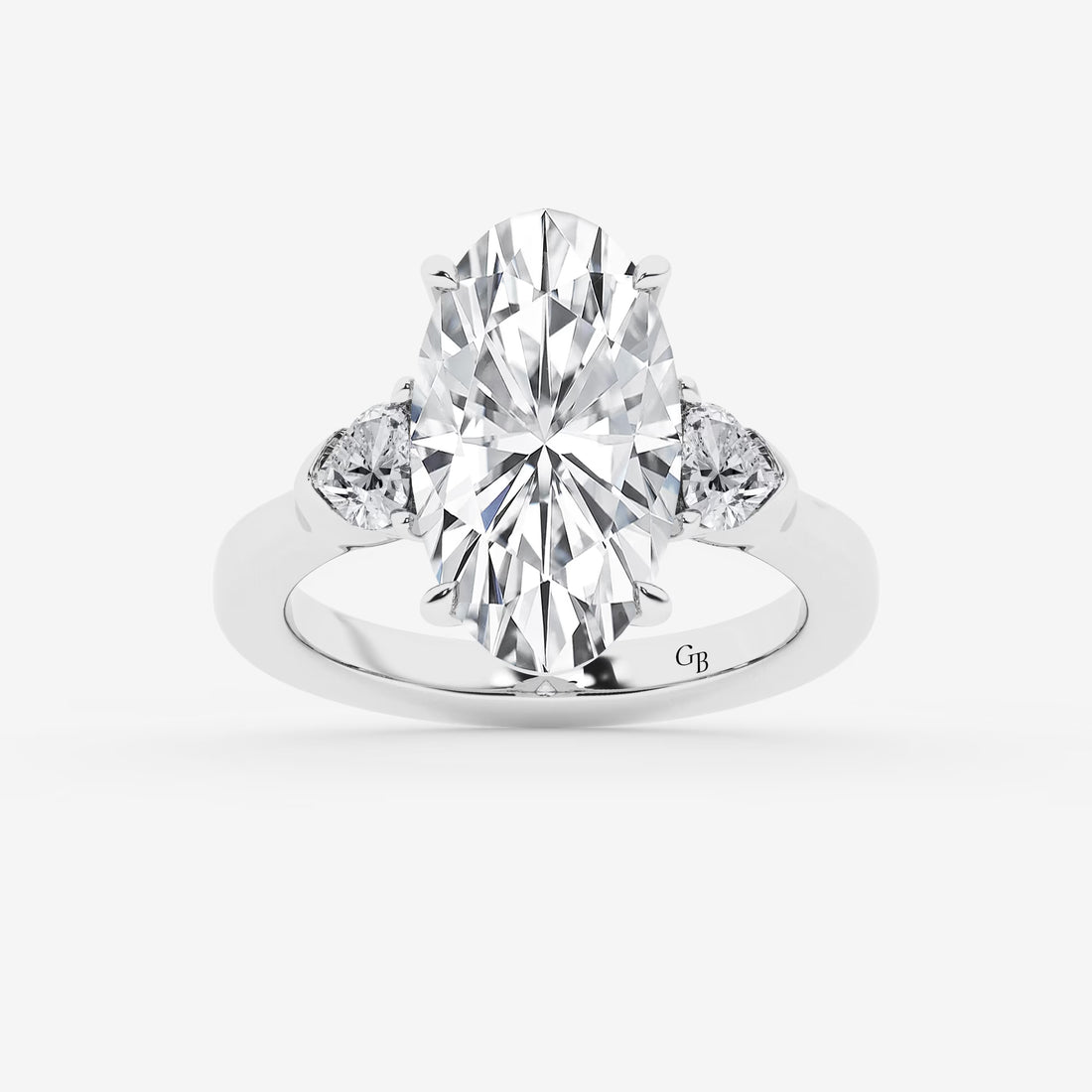 Oval Cut Lab Grown Diamond Three Stone Engagement Ring