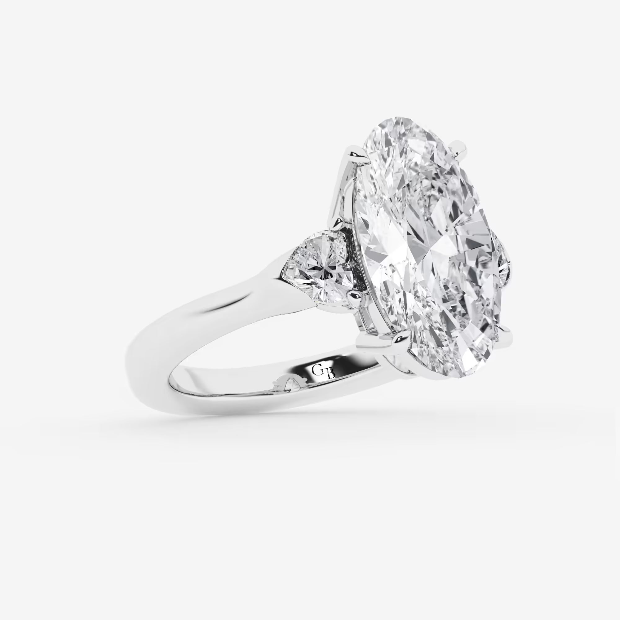 Oval Cut Lab Grown Diamond Three Stone Engagement Ring