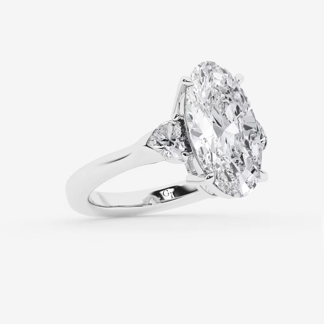 Oval Cut Lab Grown Diamond Three Stone Engagement Ring