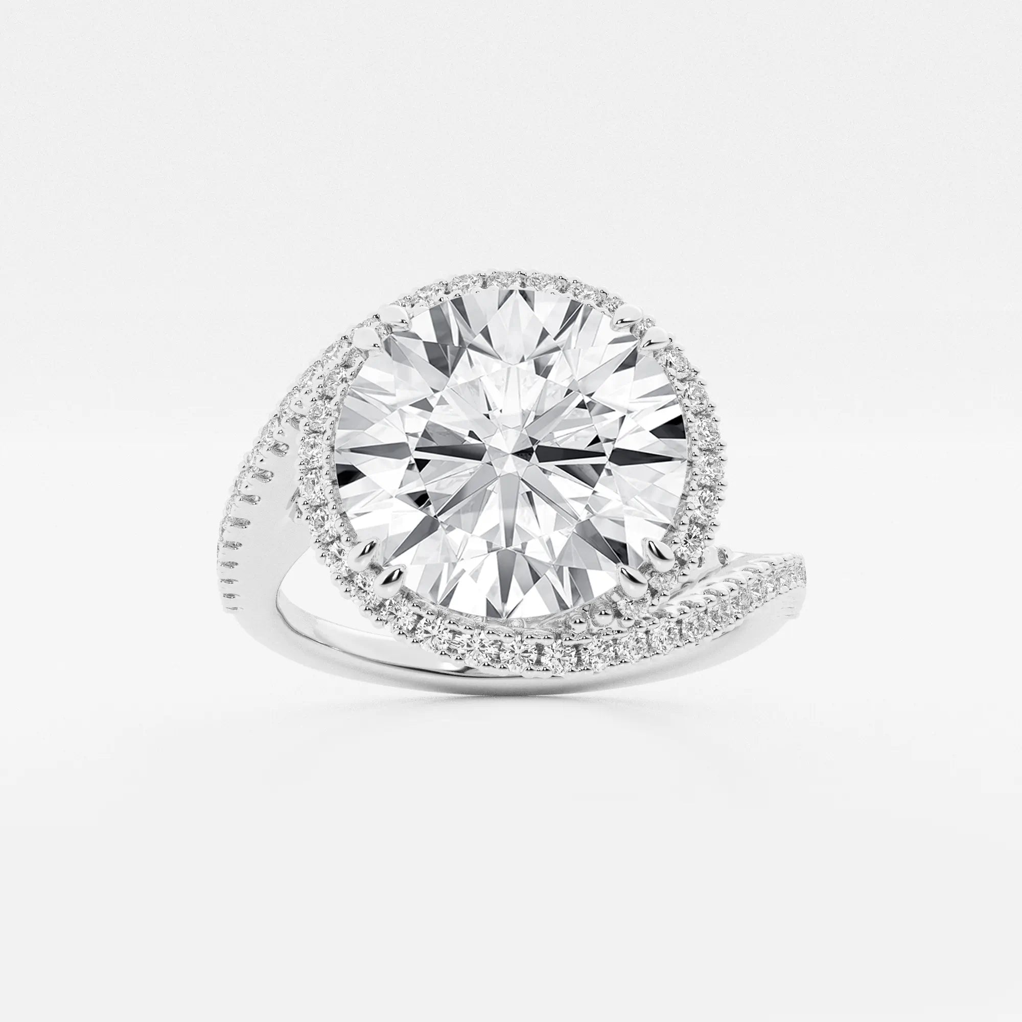Round Cut Lab Grown Diamond Bypass Halo Engagement Ring