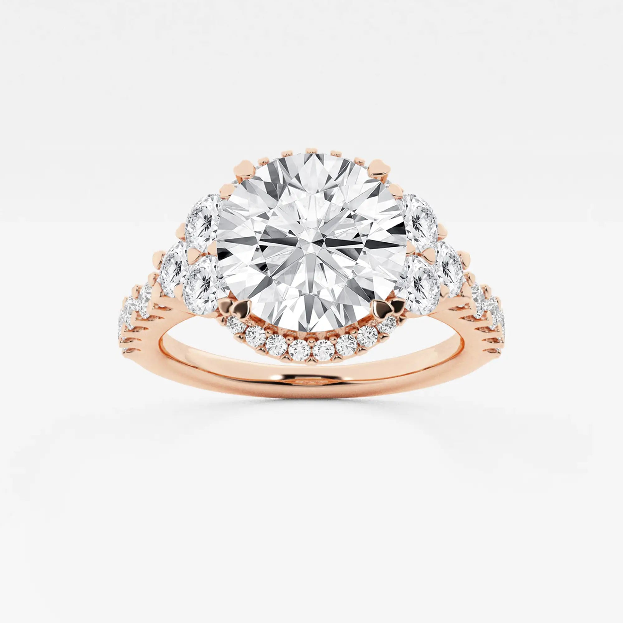 Round Cut Lab Grown Diamond Halo Engagement Ring
