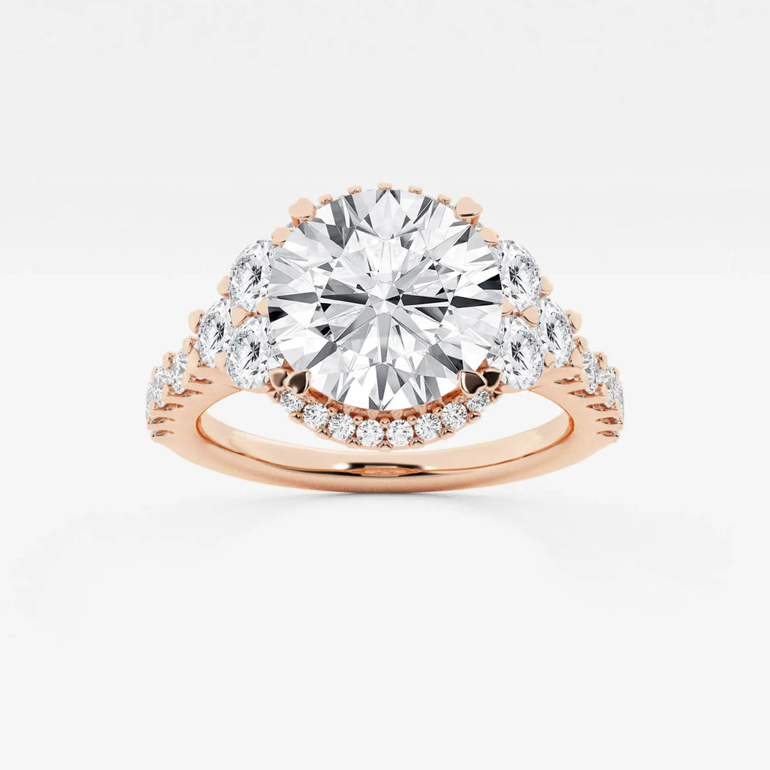 Round Cut Lab Grown Diamond Halo Engagement Ring