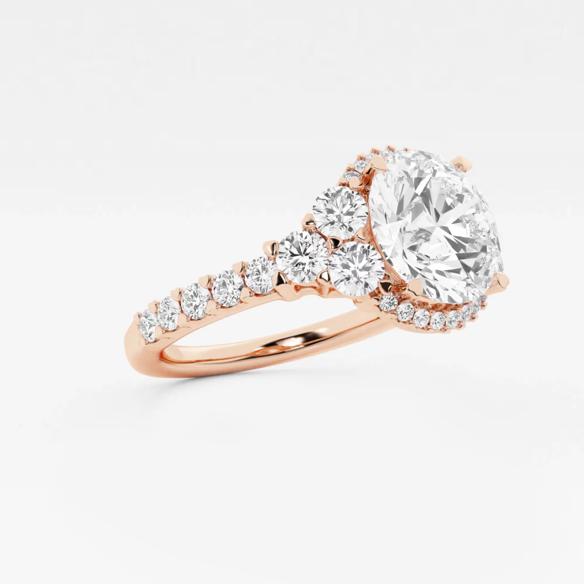 Round Cut Lab Grown Diamond Halo Engagement Ring