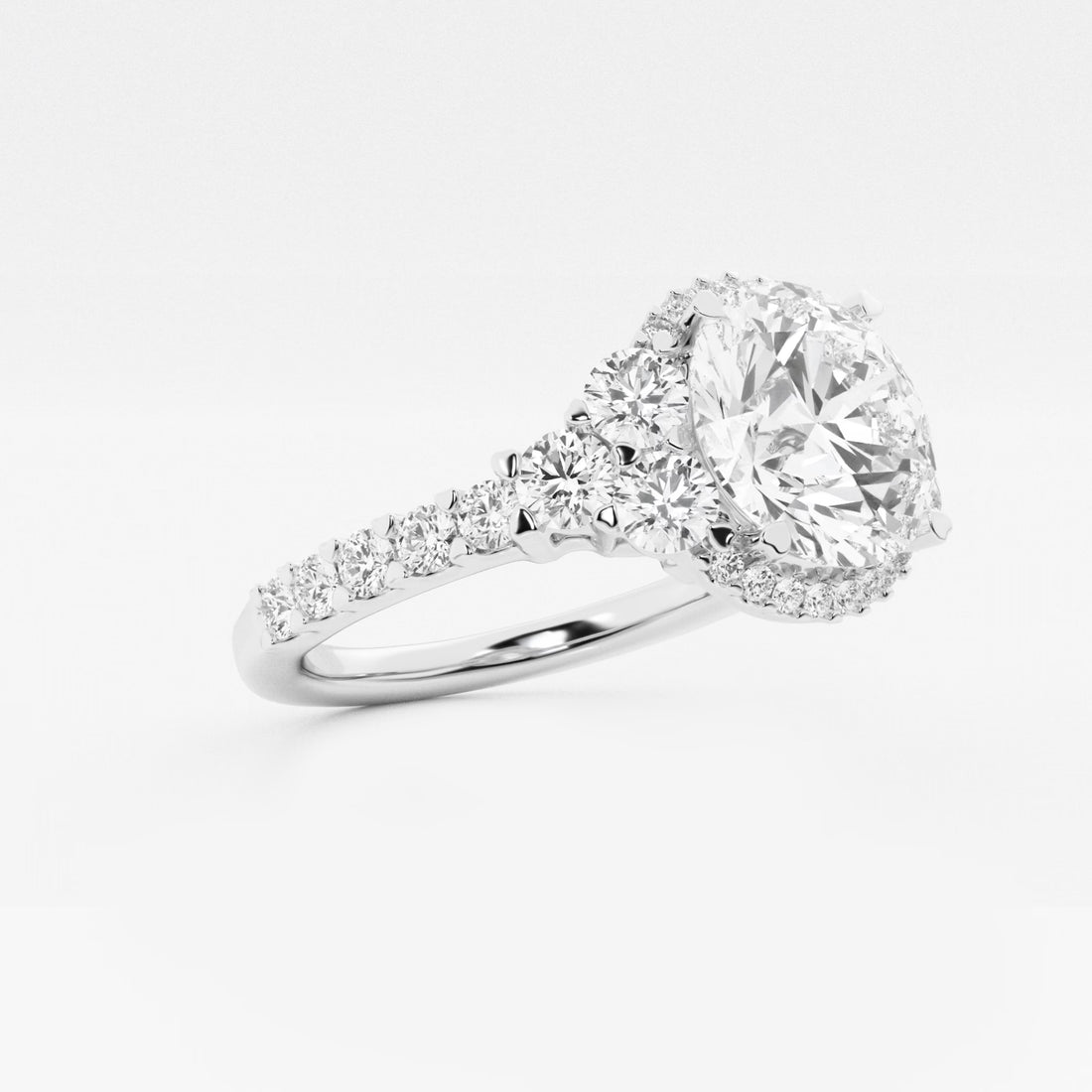Round Cut Lab Grown Diamond Halo Engagement Ring