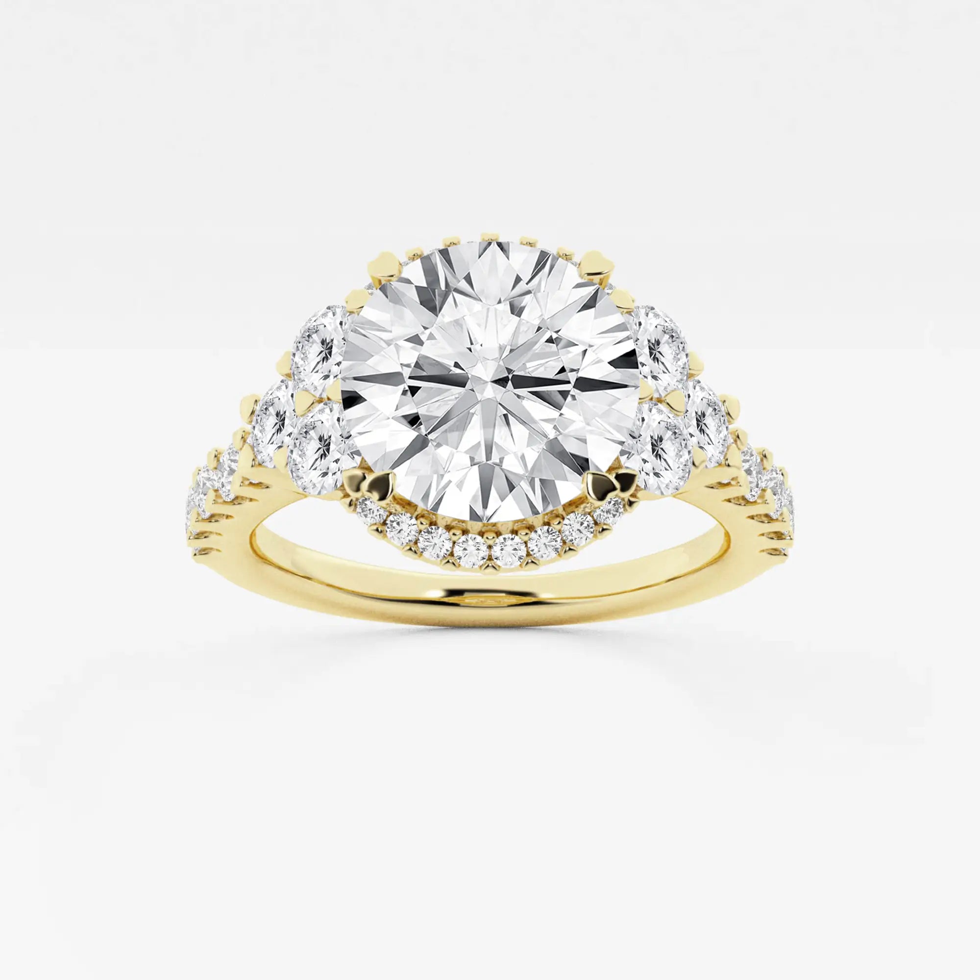 Round Cut Lab Grown Diamond Halo Engagement Ring