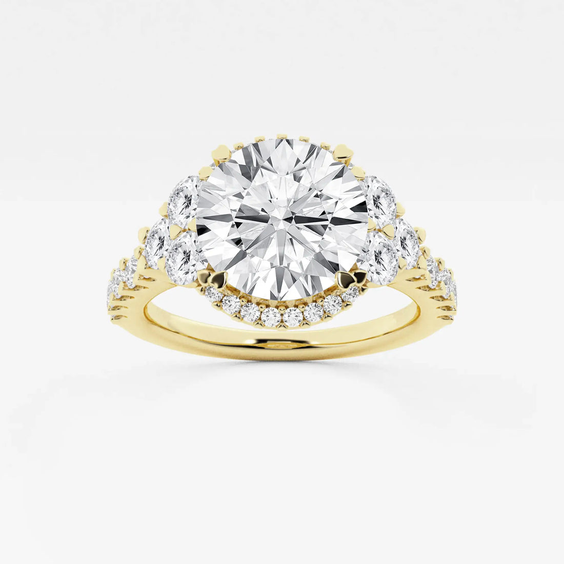 Round Cut Lab Grown Diamond Halo Engagement Ring