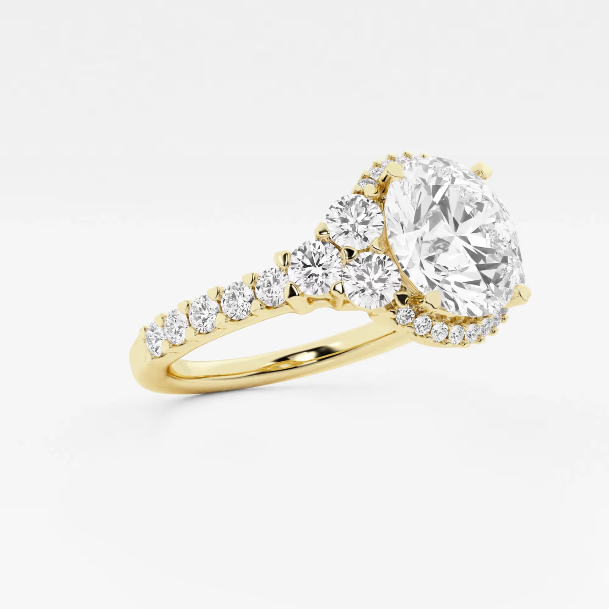 Round Cut Lab Grown Diamond Halo Engagement Ring