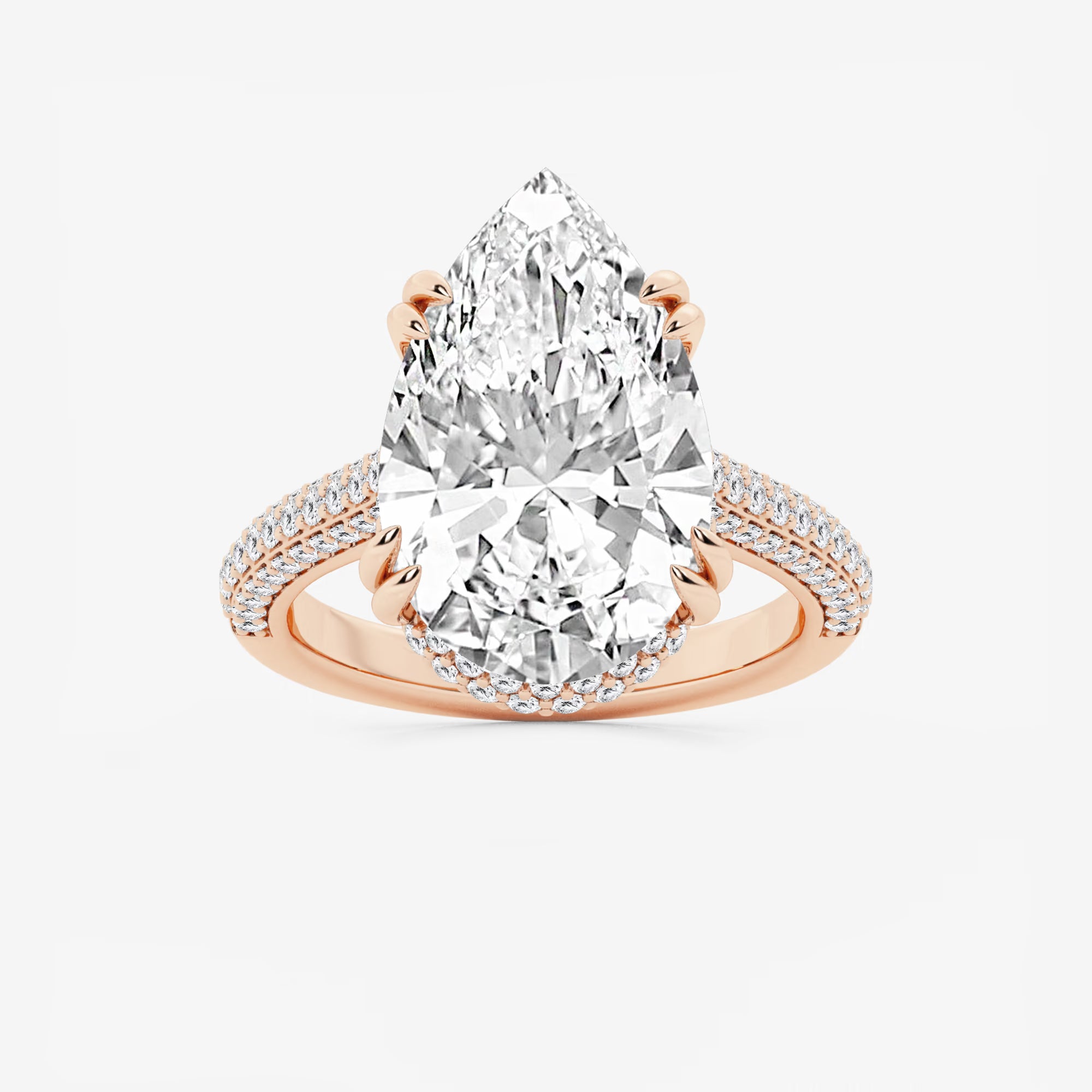 Pear Cut Lab Grown Diamond Engagement Ring, Large Pear Shape Diamond Ring