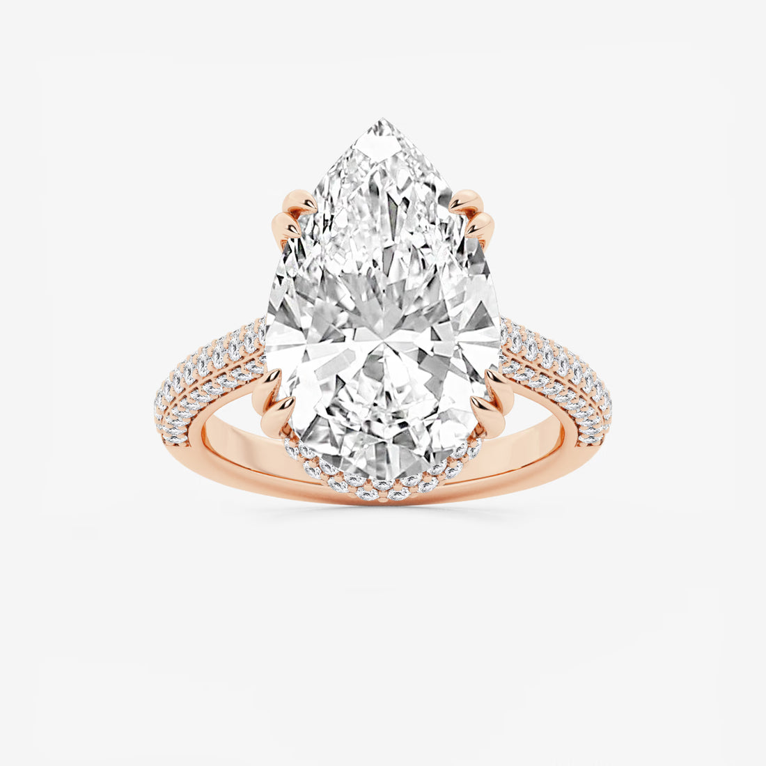 Pear Cut Lab Grown Diamond Engagement Ring, Large Pear Shape Diamond Ring