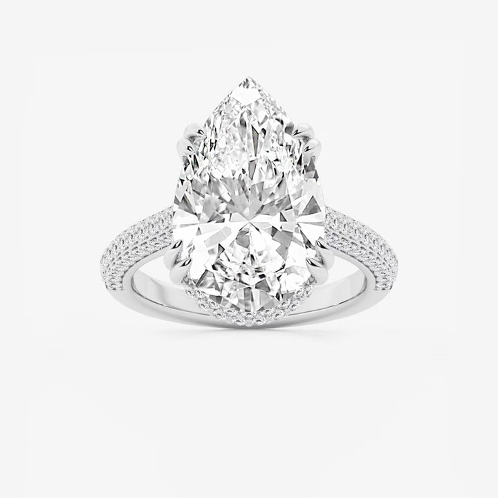 Pear Cut Lab Grown Diamond Engagement Ring, Large Pear Shape Diamond Ring