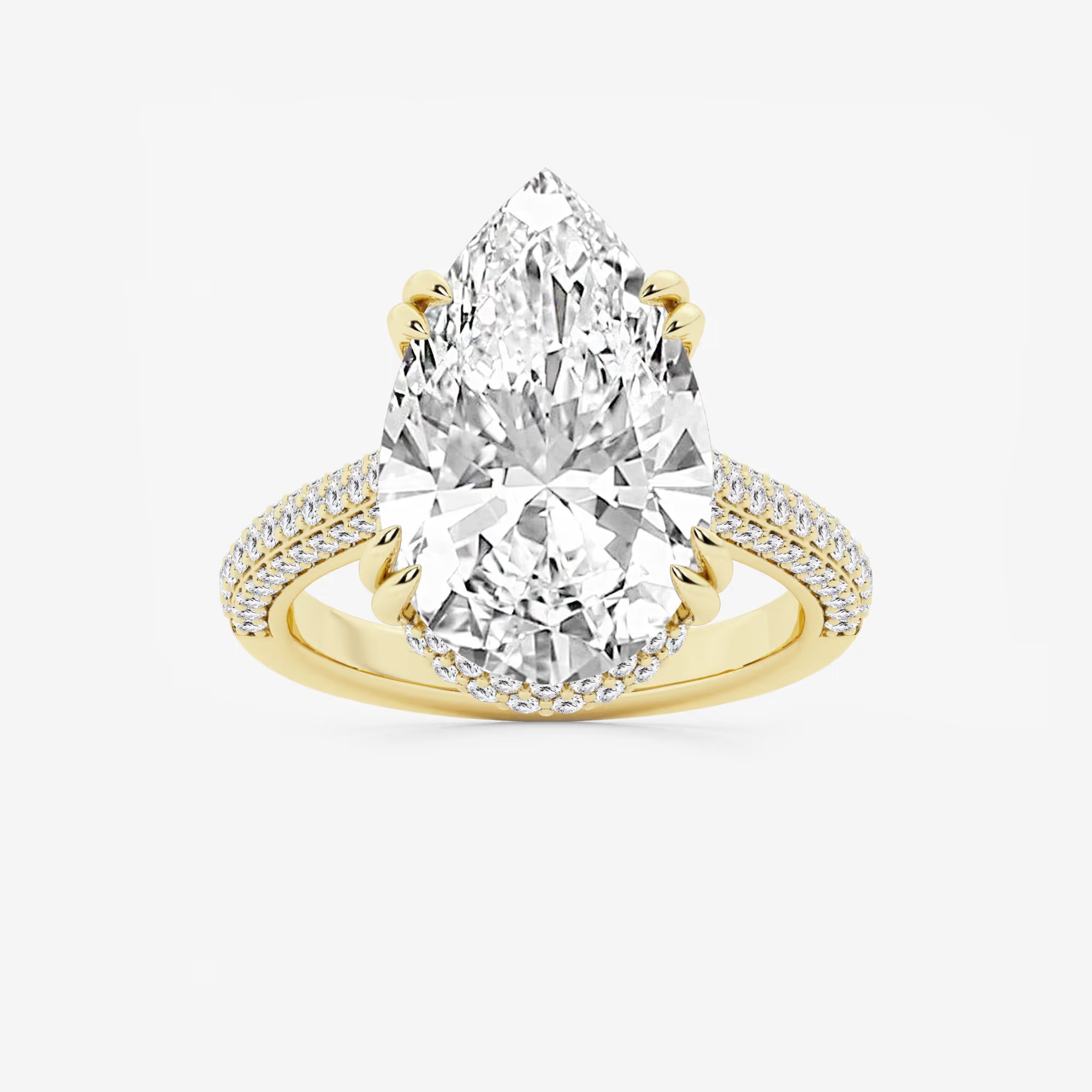 Pear Cut Lab Grown Diamond Engagement Ring, Large Pear Shape Diamond Ring