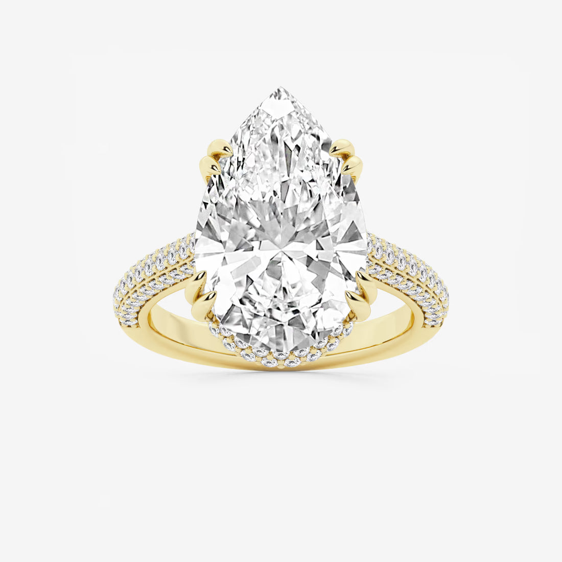 Pear Cut Lab Grown Diamond Engagement Ring, Large Pear Shape Diamond Ring