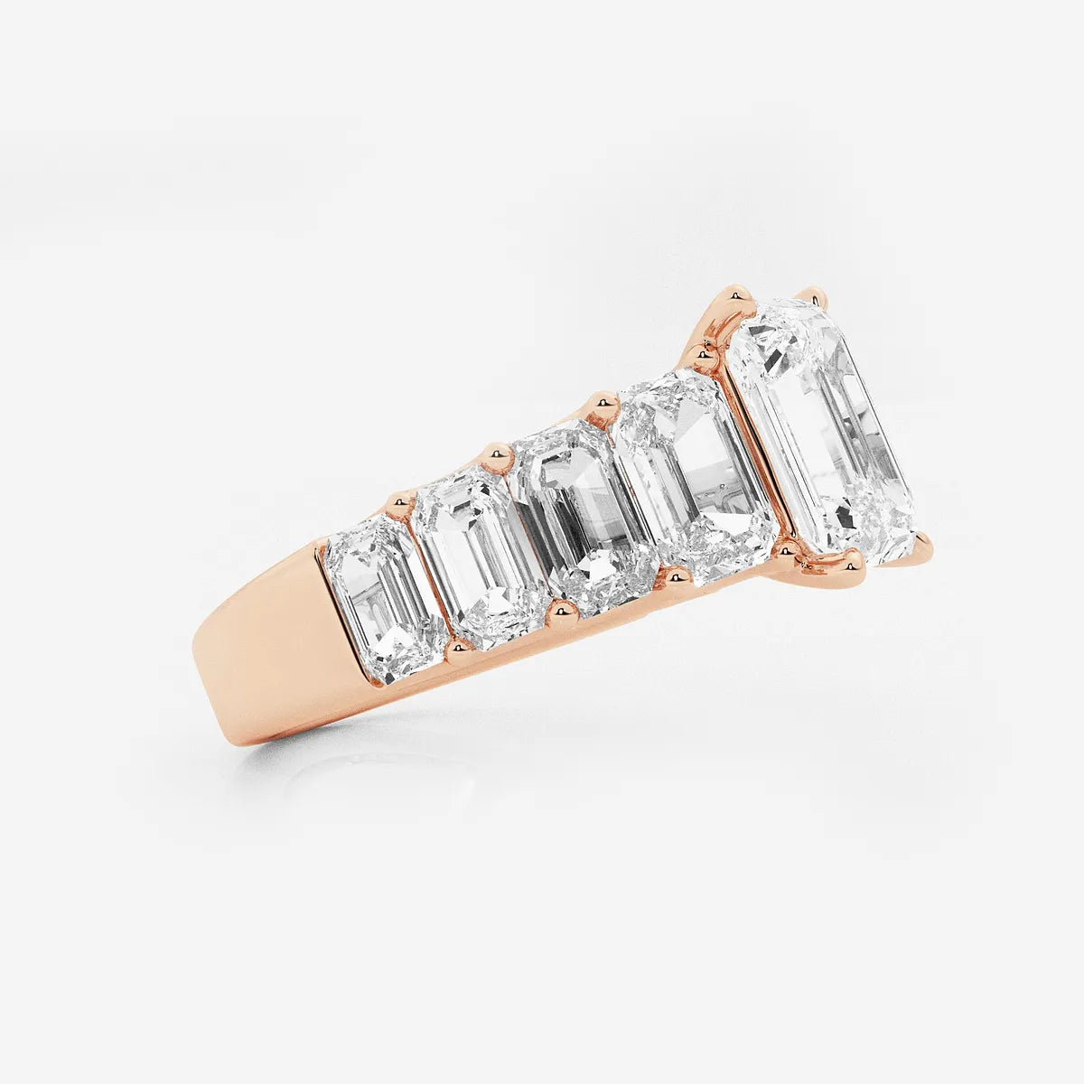 Emerald Cut Lab Diamond Engagement Ring  Graduated Emerald Cut Side Stones