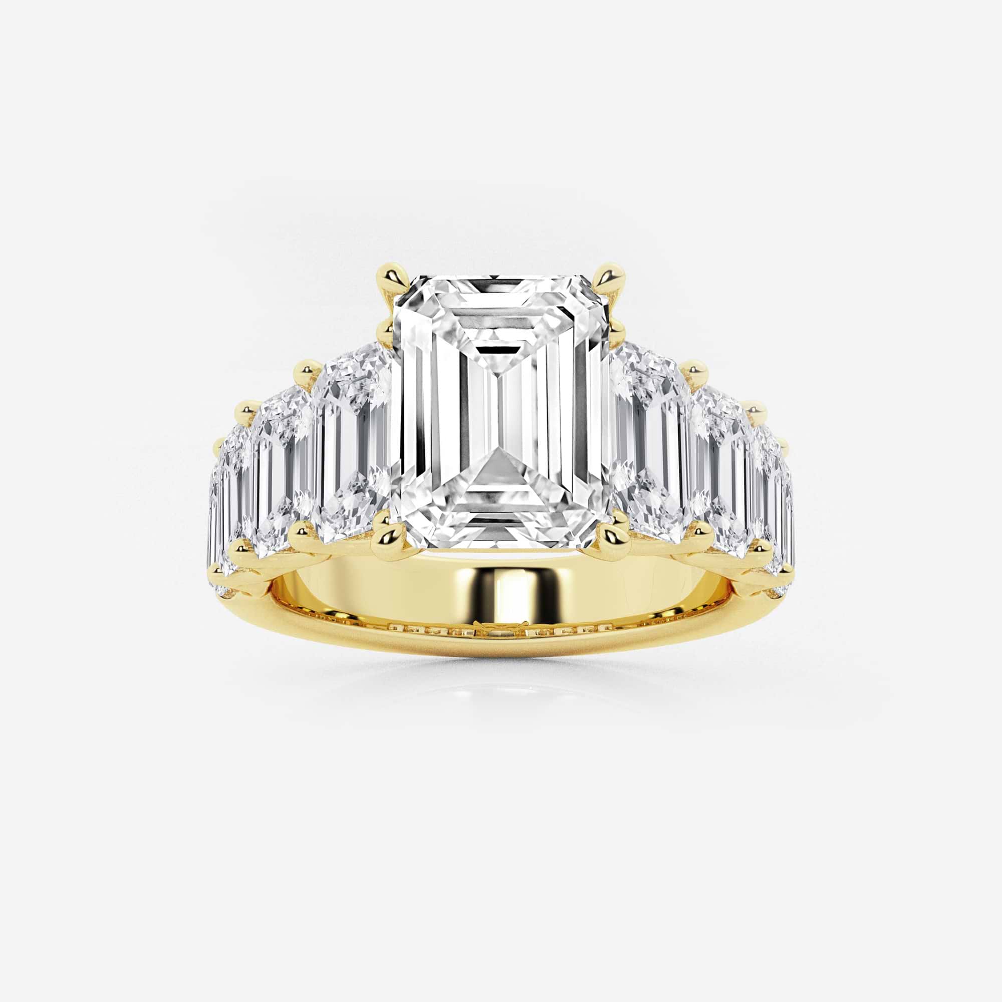 Emerald Cut Lab Diamond Engagement Ring  Graduated Emerald Cut Side Stones