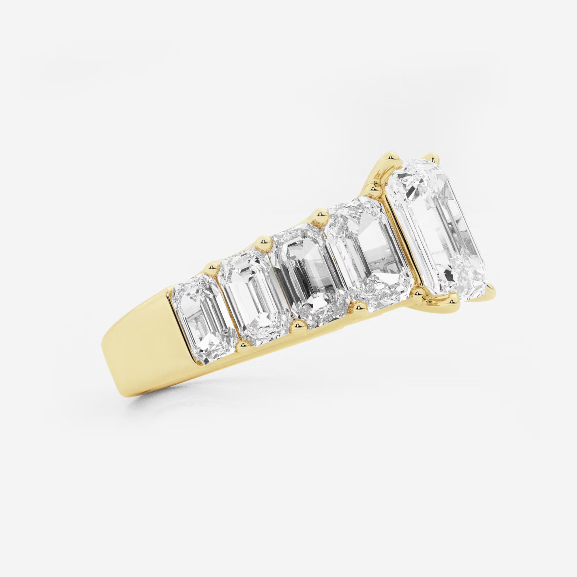 Emerald Cut Lab Diamond Engagement Ring  Graduated Emerald Cut Side Stones