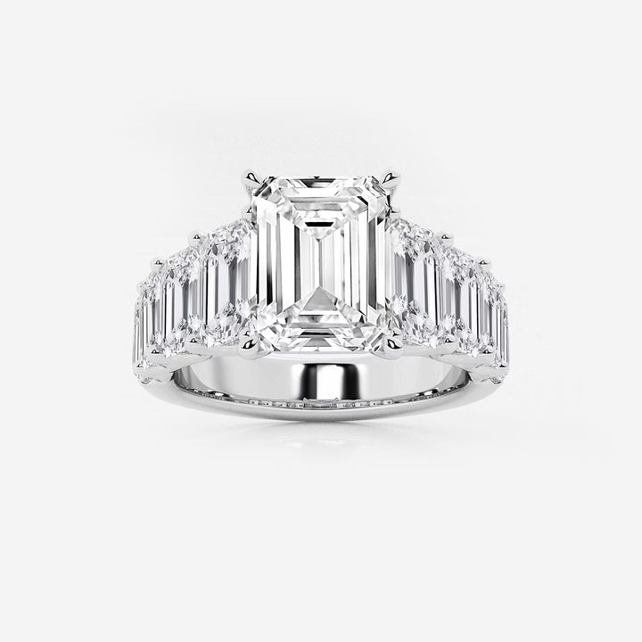 Emerald Cut Lab Diamond Engagement Ring  Graduated Emerald Cut Side Stones