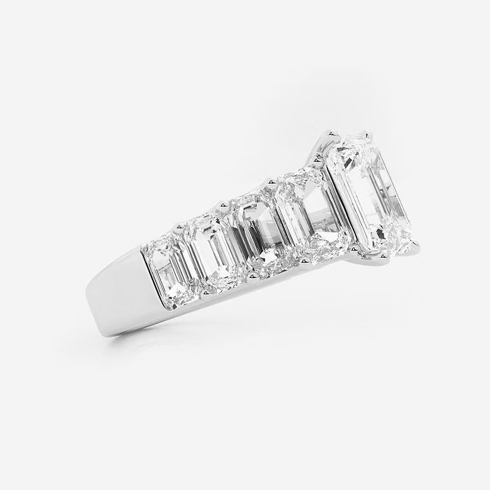 Emerald Cut Lab Diamond Engagement Ring  Graduated Emerald Cut Side Stones