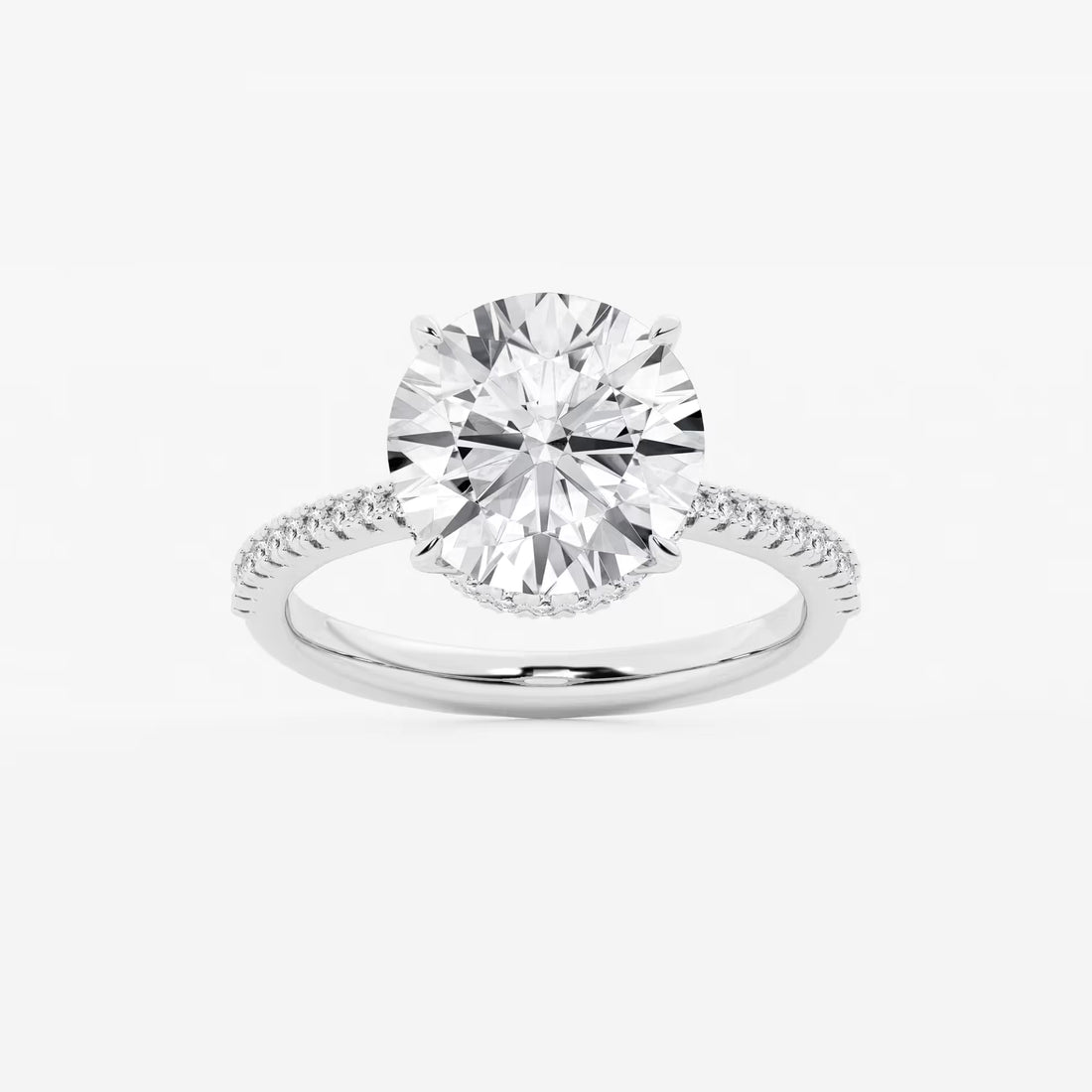 Hidden Halo Pavé Engagement Ring in White Gold with Round Brilliant Center Stone