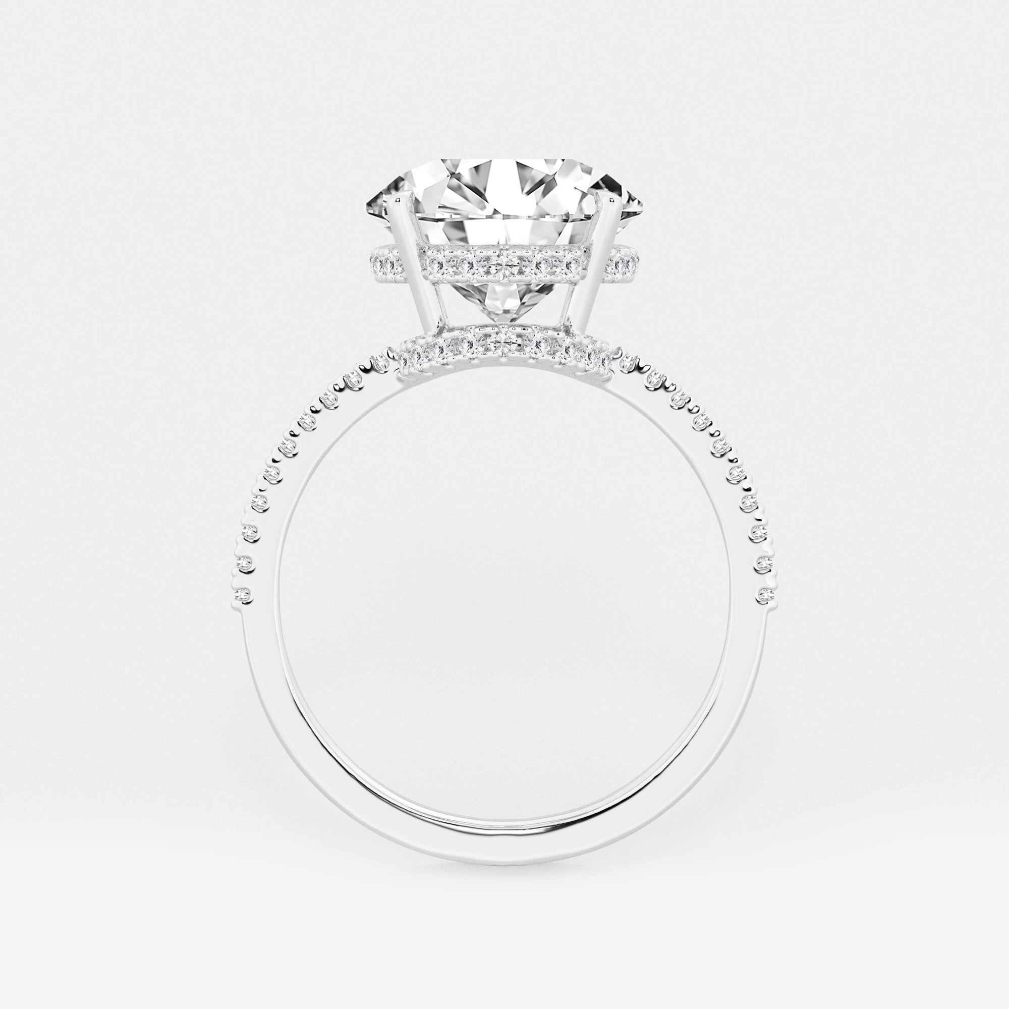Hidden Halo Pavé Engagement Ring in White Gold with Round Brilliant Center Stone