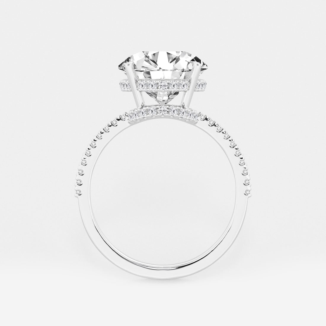 Hidden Halo Pavé Engagement Ring in White Gold with Round Brilliant Center Stone