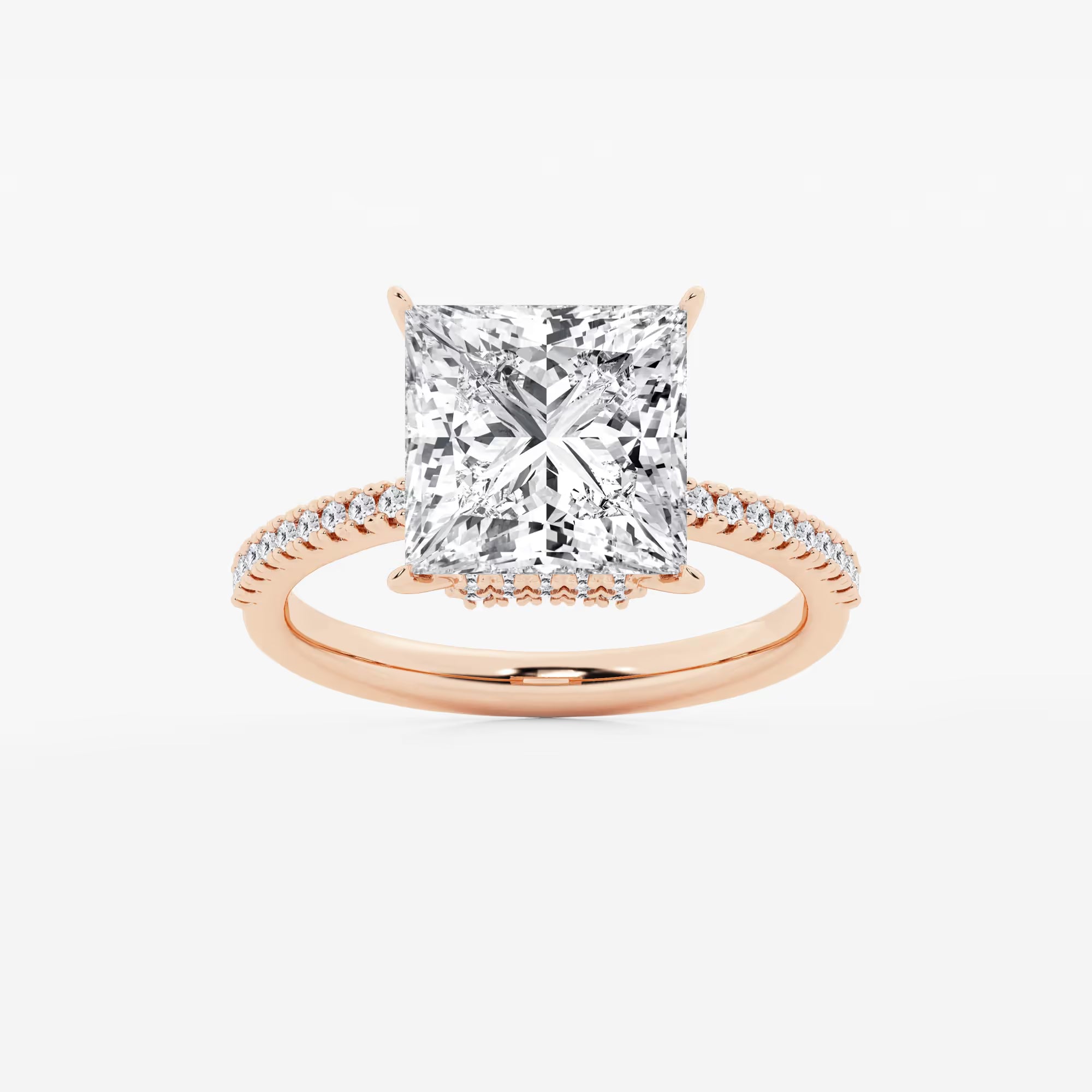 Princess Cut Diamond Engagement Ring with Pave