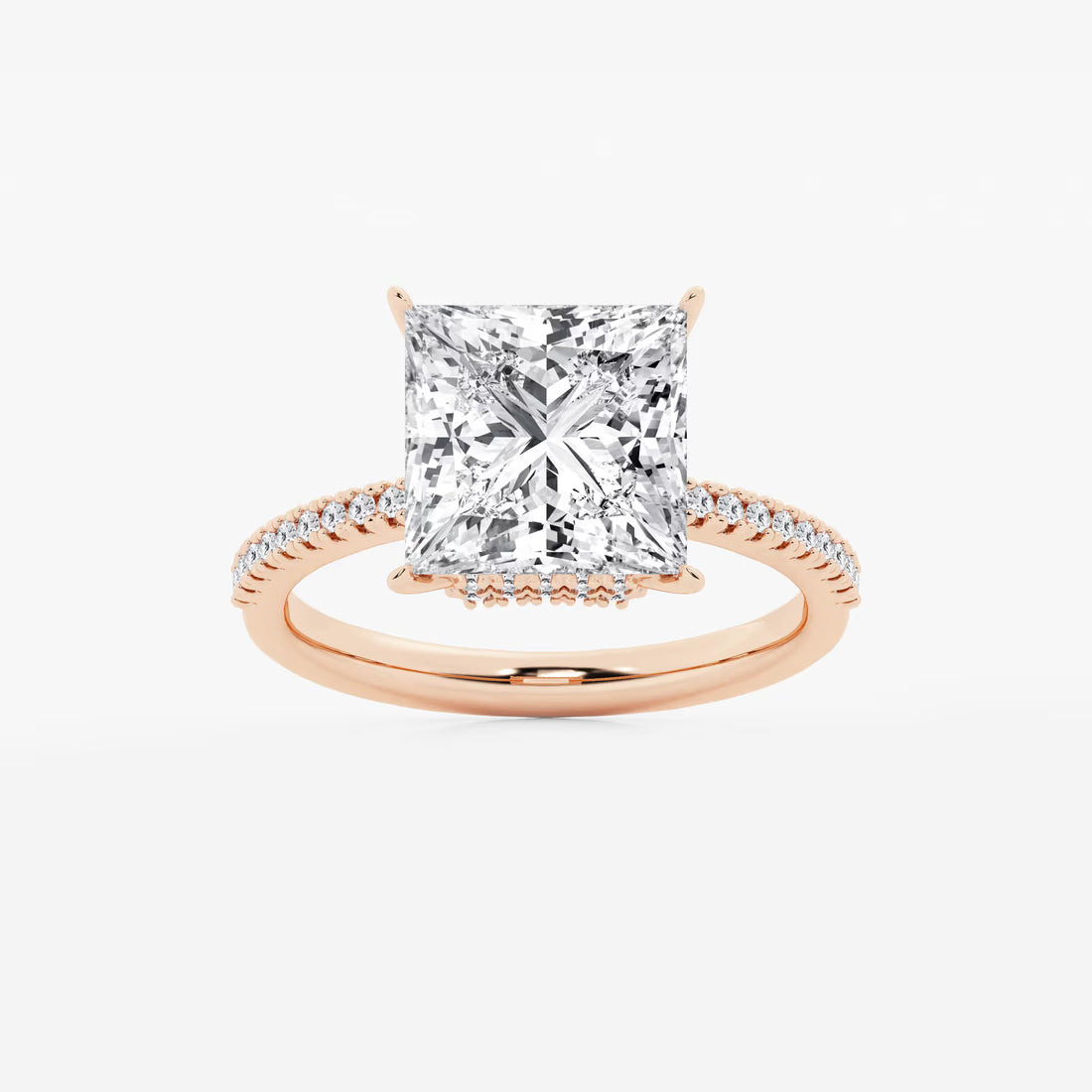 Princess Cut Diamond Engagement Ring with Pave