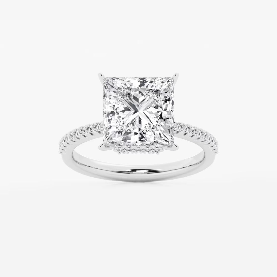 Princess Cut Diamond Engagement Ring with Pave