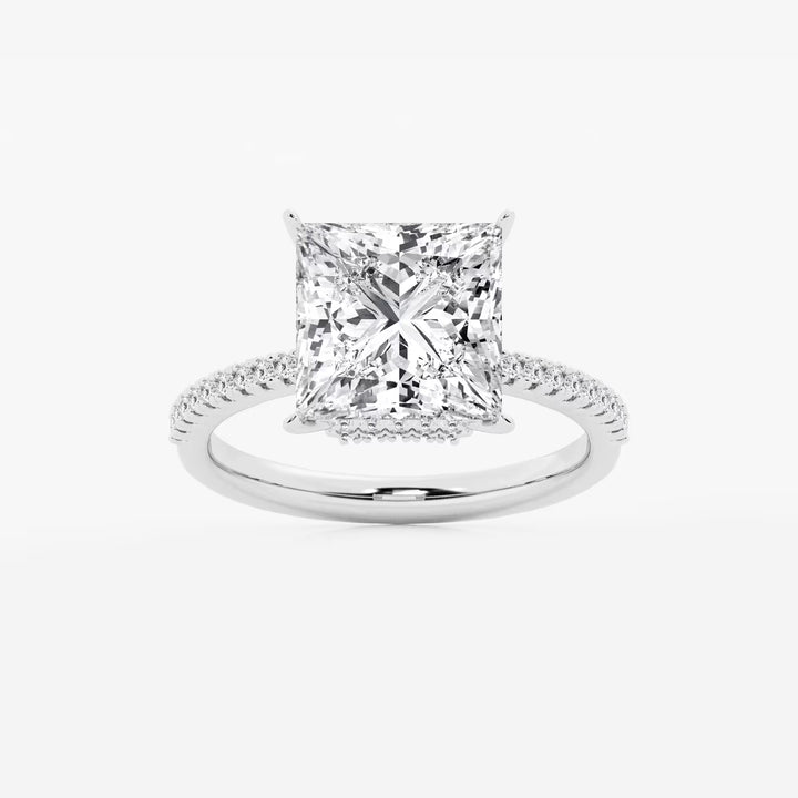 Princess Cut Diamond Engagement Ring with Pave