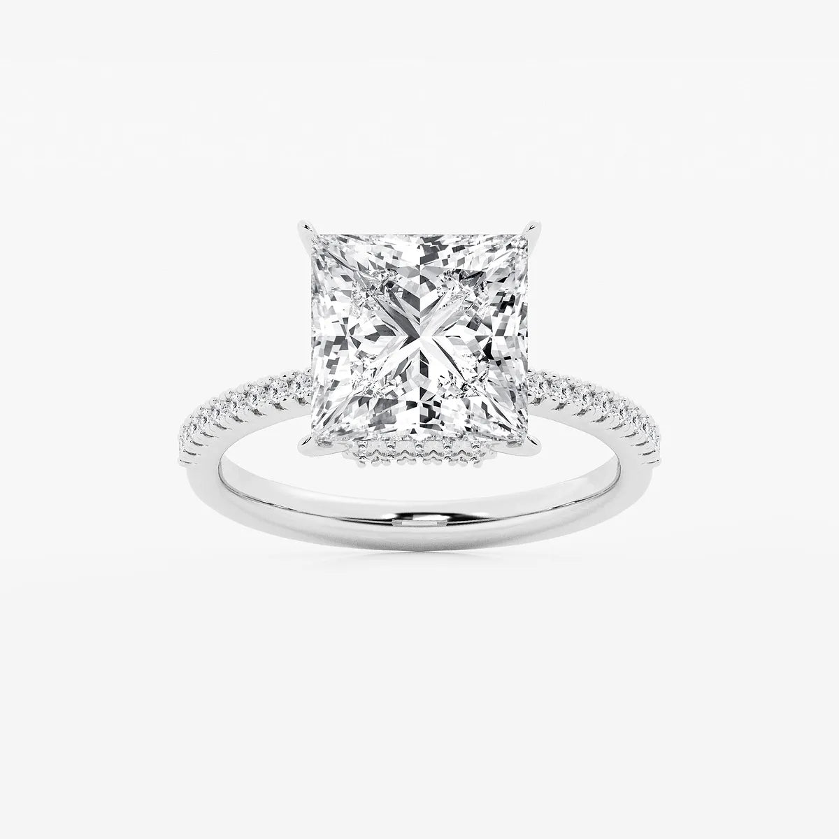 Princess Cut Diamond Engagement Ring with Pave