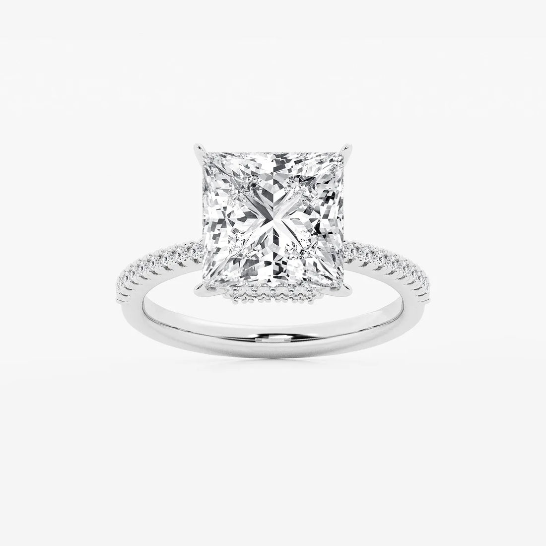 Princess Cut Diamond Engagement Ring with Pave