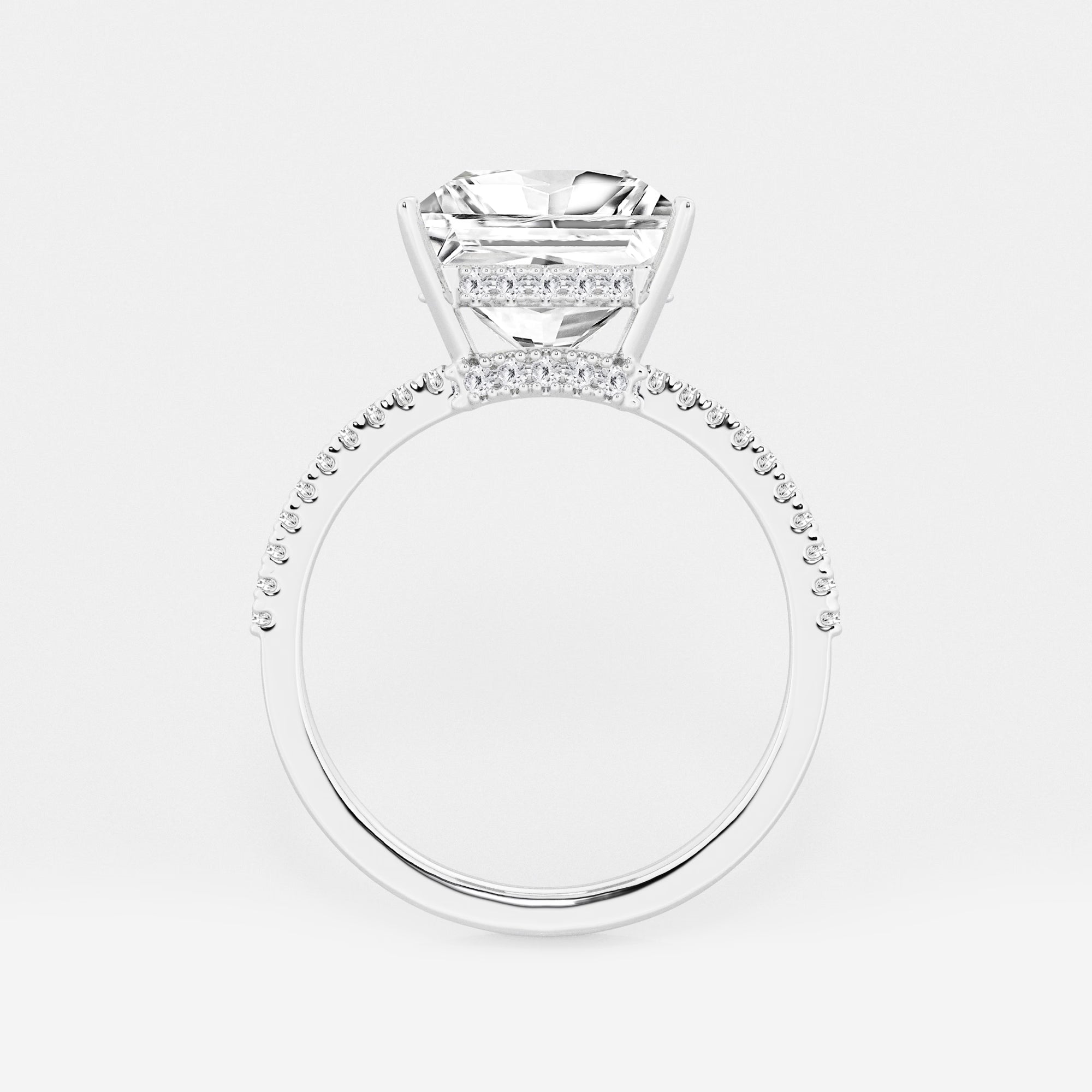 Princess Cut Diamond Engagement Ring with Pave