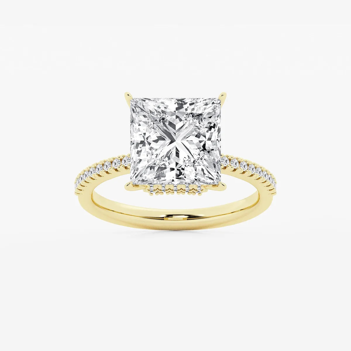 Princess Cut Diamond Engagement Ring with Pave