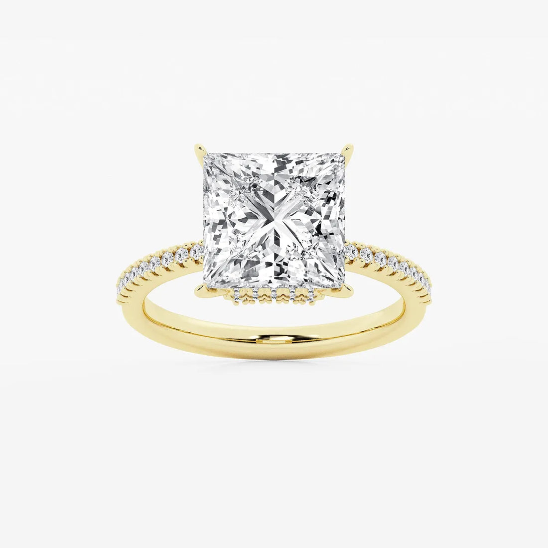 Princess Cut Diamond Engagement Ring with Pave