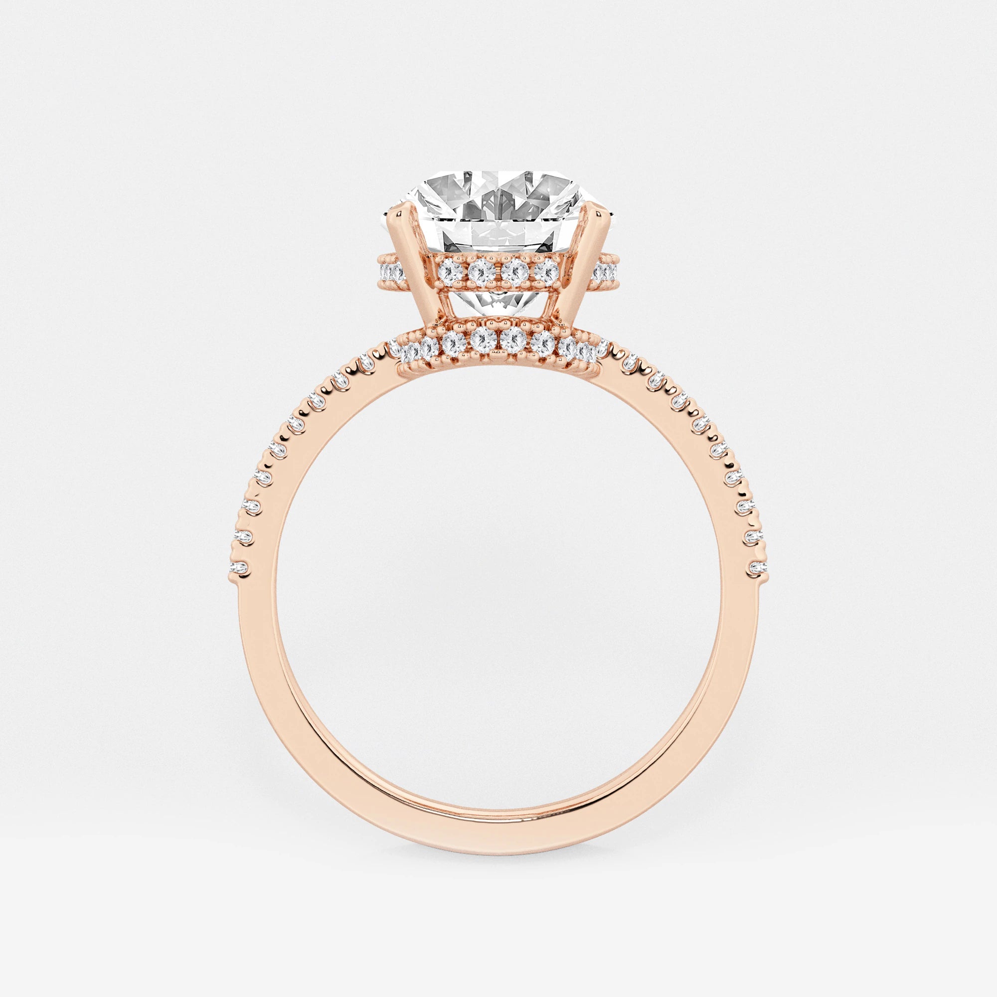 Pear Cut Lab Grown Diamond Engagement Ring  Hidden Halo Pave Diamond Band